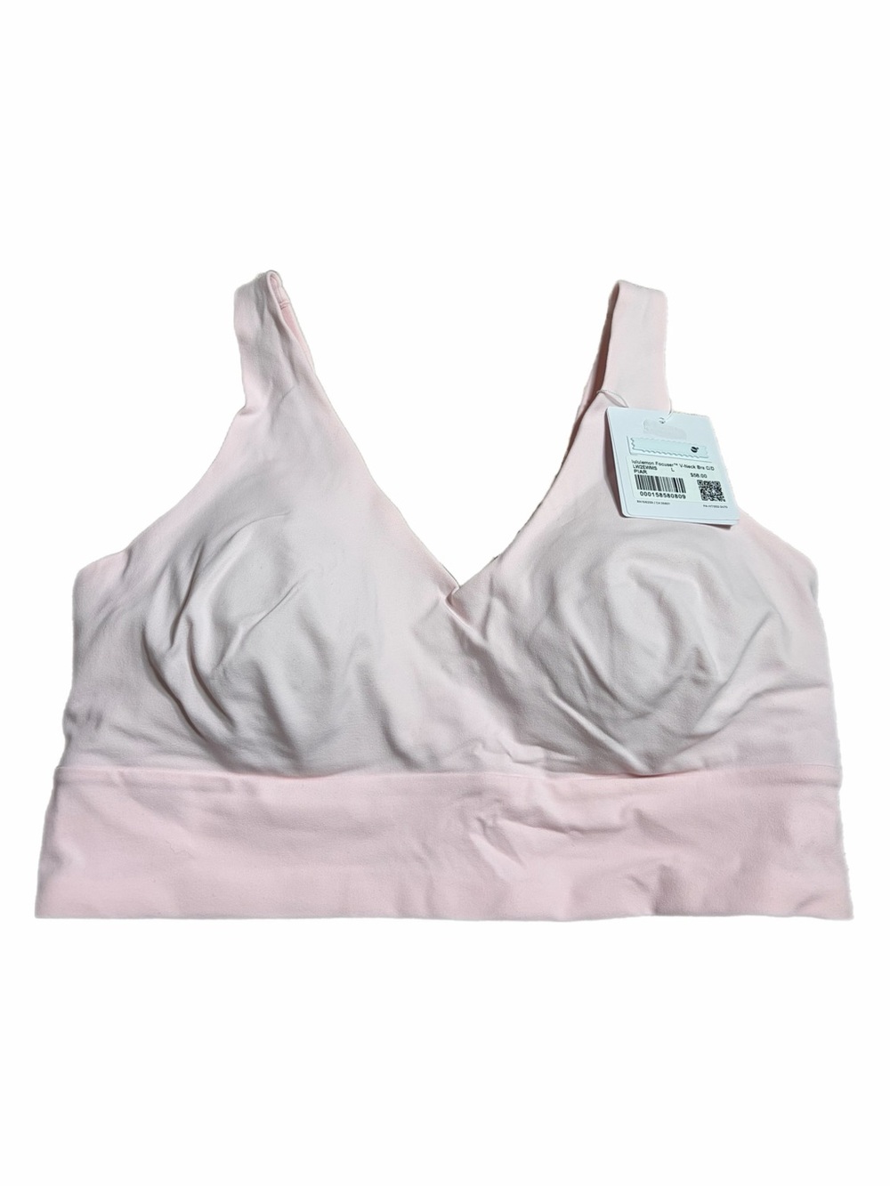 NWT Lululemon Focuser V-Neck Bra *Light Support C/D Cup (Pink Pearl) Size Large